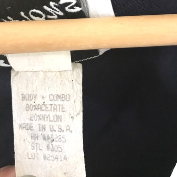 Virgo Fashions Vintage Pleated Collar Dress: 70s Navy White, Size 14 - Picture 5 of 11